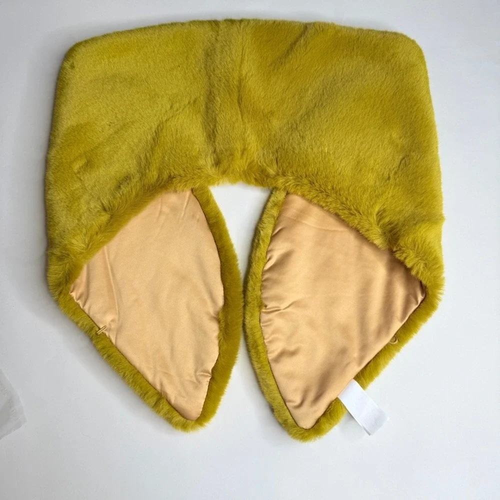NWT Halogen‎ Atlantic-Pacific Faux Fur Stole Collar Wrap Olive Palm